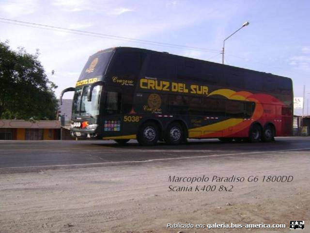 Marcopolo G6 Paradiso 1800 DD (en Perú) - Cruz del Sur
Fotógrafo: desconocido
Palabras clave: cruz del sur