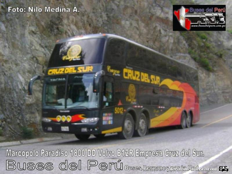 Marcopolo G6 Paradiso 1800 DD (en Perú) - Cruz del Sur
Fotógrafo: Nilo Medina A.
Extraído de: Buses del Perú
Palabras clave: cruz del sur