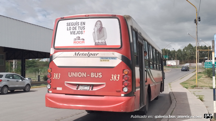 Mercedes-Benz OF 1418 - Metalpar Tronador 2010 - Unión Bus
OHC 275

Unión Bus, interno 383 (Parte de Atras)
