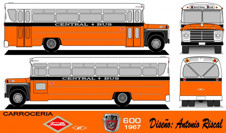 Ford B 600 - Franklin 61 - Central Bus
Dibujo: Antonio Riscal

Puede conocer la historia de esta carrocera en: [url=https://www.bus-america.com/CHcarrocerias/Franklin/Franklin-histo.php]Historia de carrocerías Franklin[/url]
