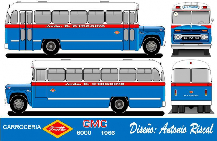 GMC 6000 - Franklin - Avda. B.O'Higgins
Línea 1 (Santiago)

Dibujo: Antonio Riscal

Puede conocer la historia de esta carrocera en: [url=https://www.bus-america.com/CHcarrocerias/Franklin/Franklin-histo.php]Historia de carrocerías Franklin[/url]
