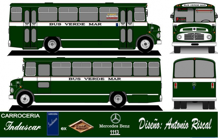 Mercedes-Benz L 1113 - Induscar - Verde Mar
Línea P (Valparaíso)

Dibujo: Antonio Riscal

Puede conocer la historia de esta carrocera en: [url=https://www.bus-america.com/CHcarrocerias/Franklin/Franklin-histo.php]Historia de carrocerías Franklin[/url]
